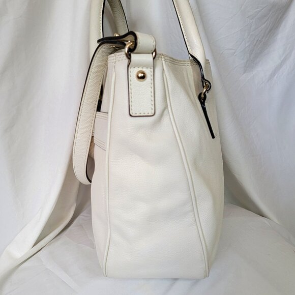 Kate Spade NY Cream Ivory Leather Shoulder Handbag, + Scarf/ Pompom, Non Smoking - Picture 8 of 14